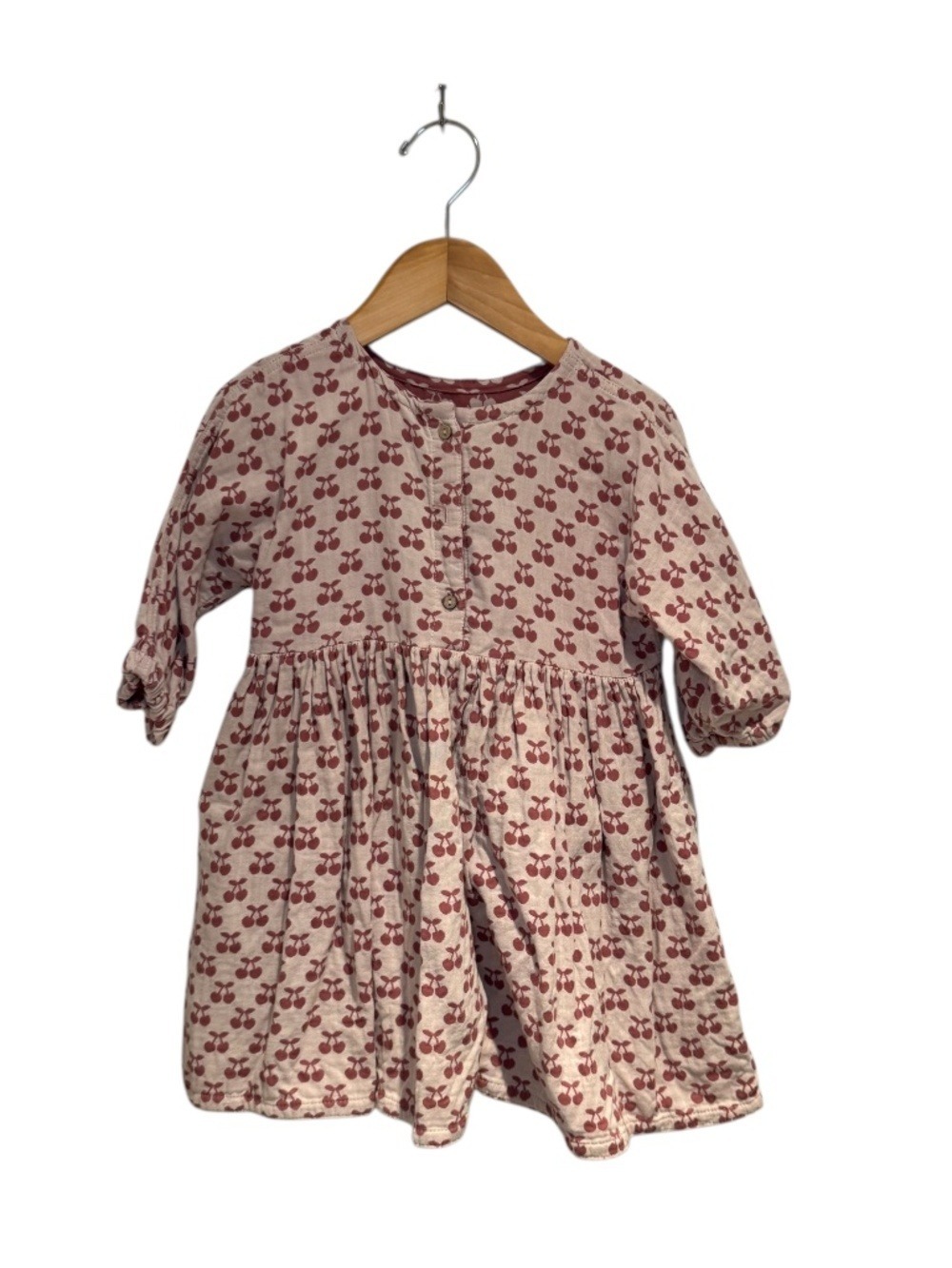 HUXBABY / HUX pink cherry print lightweight reversible dress - size 3